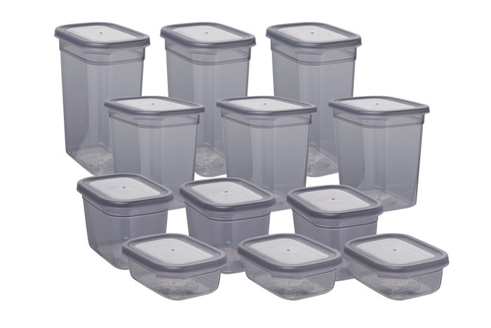Hermia BNMPEGYAR12-481115 Juego de 12 Cajas de Almacenaje de Plástico Color Antracita